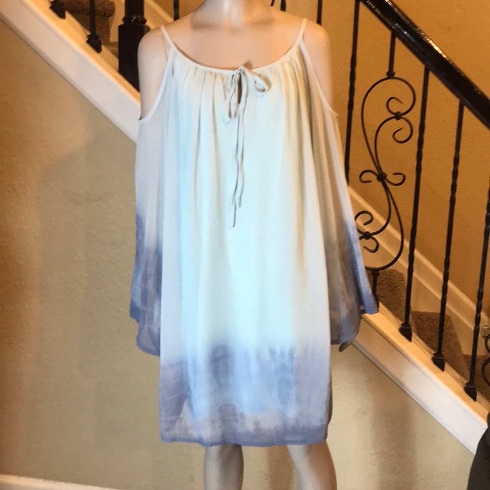 Ya LA Sheer Boho tie-dye  cold shoulder dress